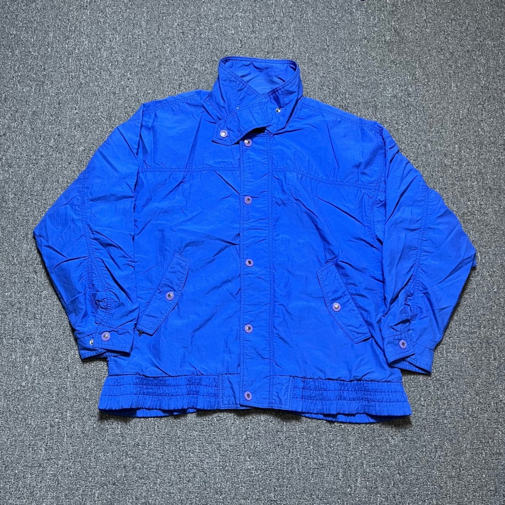 Vintage 1985 CB Sports Jacket Medium/Large Blue Nylon Full Snap Lightweight‎ Zip